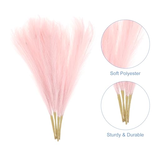 uxcell 4pcs Faux Pampas Grass 17 Inch 6 Stem Artificial Fake Dried Pampas Grass Decor for Floor Vase Filler, Wedding Decoration, Home Decoration, Light Pink - color: Light Pink