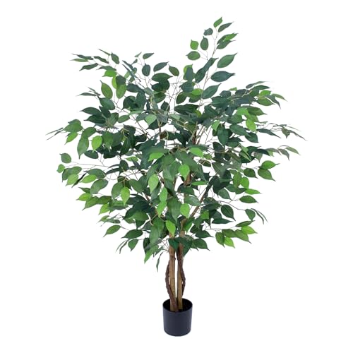 Artificial Ficus Tree 4ft, Artificial Plants Indoor with Realistic Leaves & Trunk, Fake Plants for Home Office Living Room Decor. - style: 4ft