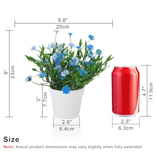 Fake Plants Daisy for Bathroom Decor, Small Potted Artificial Plants Indoor for Shelf Desk Home Bathroom Farmhouse Room Coffee Table Decor, Blue (Pack of 2) - color: Blue