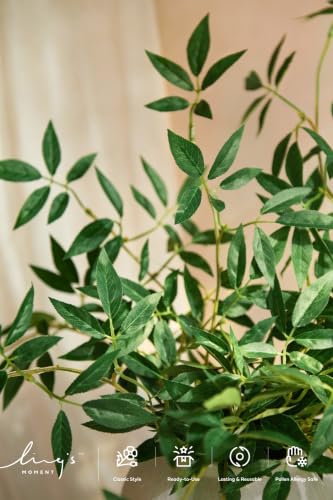 Ling's Moment Rosa Banksiae Artificial Vines, Pack of 7 Silk Greenery Garlands with Hanging Faux Laurel Leaves for Table Centerpieces, Wedding Arches & Floral Filler Arrangements