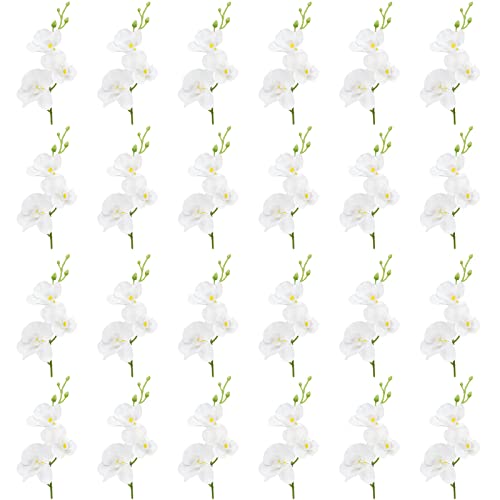 LARDUX 24 PCS White Orchids Artificial Flowers, Mini Cream Floating Flowers Filler Vase Fillers for Floating Candles Wedding Centerpiece Table Party Home Restaurant Decoration - size: 24 PCS Artificial Mini Orchids