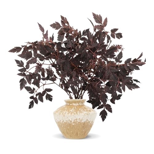 24" Artificial Purple Stems for Vase, Faux Cimicifuga Leaves with Berries, Decorative Branches for Centerpiece, Home Decor, 8 Pack - size: 8 Pack