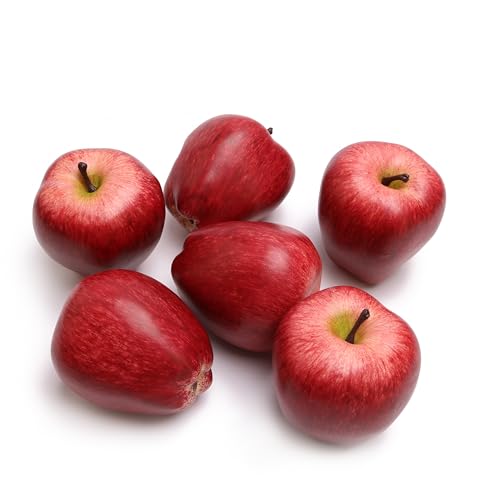 6PCS Simulation Apple Fake Fruit for Home Decoration Lifelike Fake Apple Kitchen Table Fruit Party Christmas Decoration - color: Red Apple 2