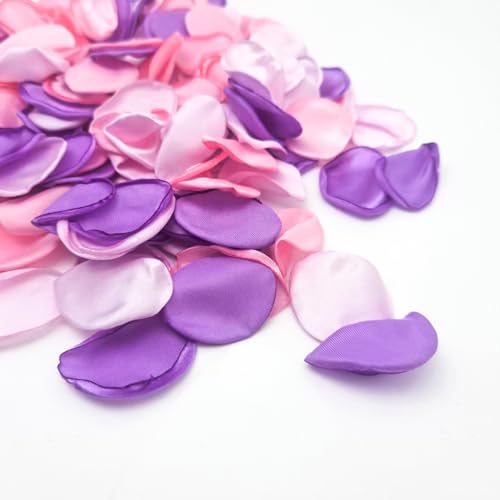 ZOOYOO 200Pcs Silk Rose Petals for Romantic Night, Pink and Purple Fake Flower Petals for Wedding Centerpieces, Aisle Scatter, Flower Girl Basket, Party and Table Decoration - color: Pink and Purple