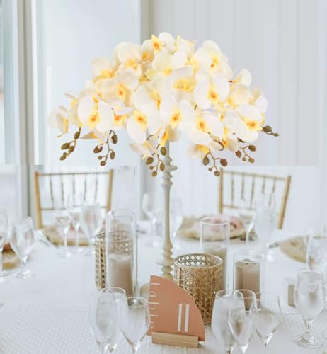 38 Inch Orchids Artificial Flowers 6 PCS Fake Orchids Velvet Silk Orchids Faux Orchid Flowers Long Stem Artificial Flowers for Tall Vase for Home Wedding Decoration(Champagne) - color: Champagne