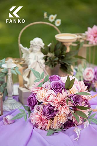 FANKO Artificial Flowers for DIY Bouquet, Purple Blush Pink Faux Rose, Lavender Ivory Fake Flower Rose Dahlia Daisy for Vase, Floral Arrangement, Centerpieces, Wedding, Home Decor, Party Decoration - color: Blush & Purple