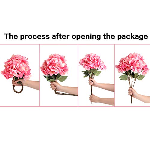 Jim's Cabin Artificial Flowers Silk Hydrangea Arrangements 2 Bouquet with 5 Big Heads Fake Flower Bunch for Women Bedroom Wedding Cabin Decor DIY（Bule） - color: Bule