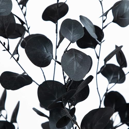 Nearly Natural 6ft Artificial Black Eucalyptus Halloween Tree - Modern Festive Decor for Spooky Atmosphere