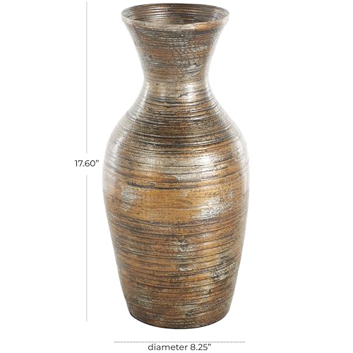 Deco 79 Bamboo Wood Decorative Vase Antique Inspired Pot Centerpiece Vase, Vase for Home Decoration 8" x 8" x 18", Brown - color: Brown, size: 8" x 8" x 18"