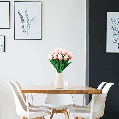 10 Pcs Pink Tulips Fake Flowers PU Faux Flowers Artificial Tulips Touch Real Single Stem Fake Floral Tulips Spring Bouquet of Flowers for Decoration Home Party Centerpieces Wedding Gifts - color: Pink