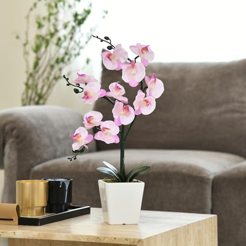 15" Tall Artificial Silk Phalaenopsis Orchid Flower Plant Pot Arrangements (Pink Shades) - color: Pink Shades