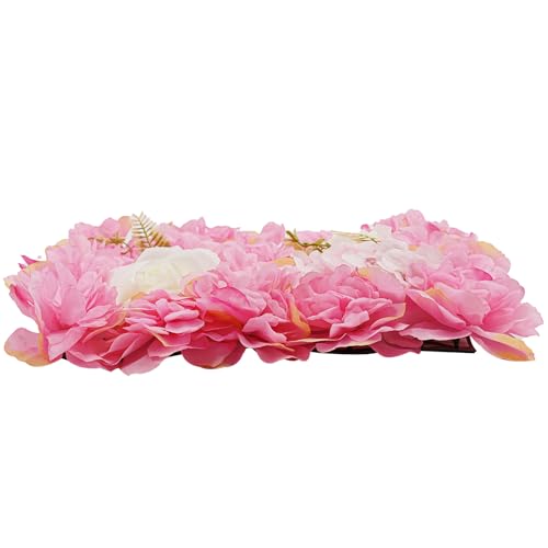 12 Pcs Flower Wall Backdrop,15"x15" 3D Floral Wall Panel,Artificial Silk Flower Wall Background for Wedding Celebrations,Festive Party Backdrops,Home Decor (Pink) - color: Pink