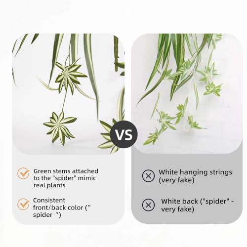 Sousi Artificial Spider Plant Silk Faux Chlorophytum Comosum Greenery Fake Spider Hanging Plant Decor for Outdoor Indoor Home Garden Office Summer Decoreation 3Pcs(23.62'') - color: Green Without Pot