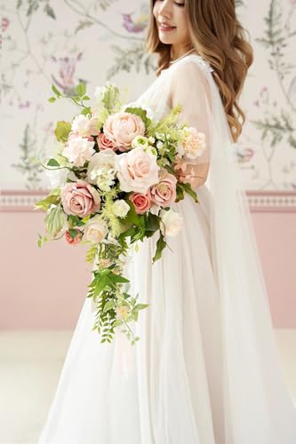 Ling's moment Blush Garden & Cream Artificial Flowers Greenery Mini Box Set, Pink & White Fake Flower for DIY Wedding Bridal Bouquet, Centerpieces Decor, Floral Arrangement Decor, Baby Shower etc. - color: Garden Blush