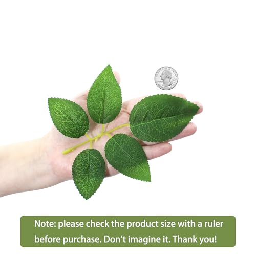 100 Pcs Artificial Flowers Green Leaf Bulk Faux Greenery Silk Fake Rose Leaves Bouquet Garland Wreath Floral Arrangement Supplie DIY Craft (1 Stem with 5 Large-Leaf Green) - color: 06. 1 Stem With 5 Large-leaf Green