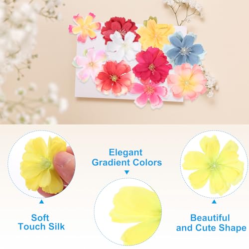 PATIKIL 100 Pcs Fake Silk Flower Heads, 1.6 Inch Artificial Cherry Blossom Faux Flower Heads for DIY Craft Wedding Party Home Wreath Decoration, Yellow - color: Yellow