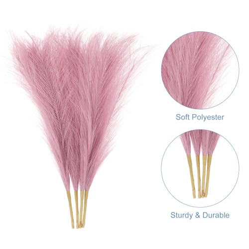uxcell 4pcs Faux Pampas Grass 17 Inch 6 Stem Artificial Fake Dried Pampas Grass Decor for Floor Vase Filler, Wedding Decoration, Home Decoration, Red Brown - color: Red Brown