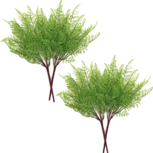 Artificial Plants, for Christmas Fake Fern Leaves Plastic Shrubs Greenery Bushes Grass Home Garden Outdoor UV Resistant Window Box Verandah Planter Filler Indoor Wedding Decor DIY Decoration - 4 Pack - color: Fern Leaves - 4 Pack