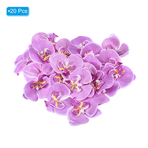 PATIKIL 7cm/2.8" Artificial Orchid Flower Heads, 20 Pack Silk Phalaenopsis Fake Butterfly Orchid Heads for Wedding Floral Bouquet Decor DIY Craft Making, Light Purple - color: Light Purple, size: 2.8"