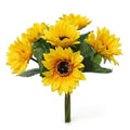 Larksilk Yellow Sunflowers, 14in 6-Stem Faux Bundle for Vases & Home Decor | One 14in bundle of 6 yellow faux sunflower stems for vases, centerpieces & home decor; bright, lifelike blooms