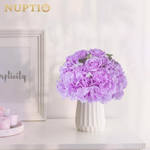 NUPTIO Flower Ball Arrangement Bouquet: 10 Pcs 11.8 inch Diameter Light Purple Rose Fake Flowers Balls for Wedding Centerpiece Decorations Artificial Flower Centerpieces for Tables - color: Light Purple, size: 11.8" Diam - 10 PCS