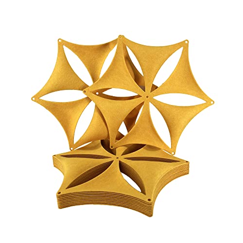 12 Pcs 3D Flower Venus Hanging Room Divider Panel, 14"x12" Screen Panels High Density Polyester Fiber Board Cut Room Partition Home Decoration (Gold) - color: Gold