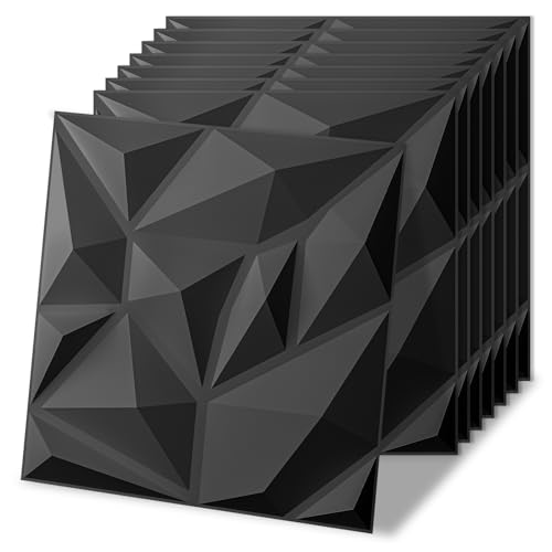 Art3d 20 Pack Decorative 3D Wall Panels for Interior Wall Decor Living Room, 11.8"x11.8" Black Wall Art PVC Panels for Bedroom TV Background Gaming Room Decor - color: Frost Black, size: 11.8"x11.8"