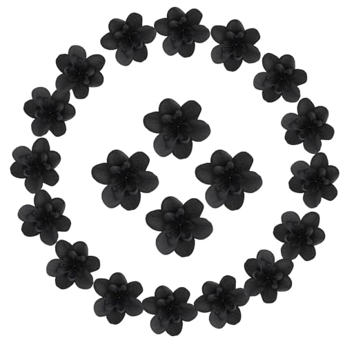 uxcell 20 Pcs Artificial Cattleya Flower Heads, Fake Cattleya Heads Bulk Artificial Flowers for DIY Wedding Bouquets Centerpieces Party Home Decorations, Black - color: Black