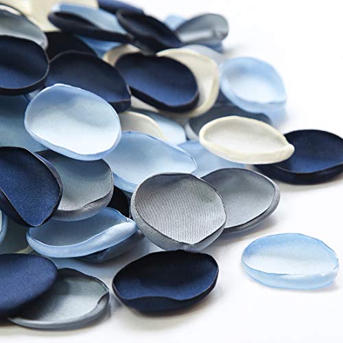 Floroom 300pcs Rose Petals Dusty Blue Navy Faux Silk Flower Petals for Wedding Flower Girl Basket Aisle Scatter Dinner Table Centerpieces Party Confetti Decoration Romantic Night Home Decor - color: French Dusty Blue, size: 300pcs