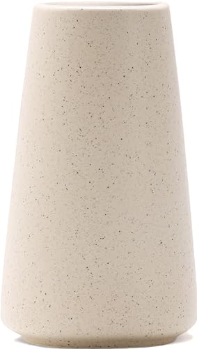 Beige Vase - Beige Ceramic Vase, 6“ Neutral vase Home Decor, Boho Off White Cream Vases for Flower, Minimalist Modern Ivory vases for Centerpieces, Room Decor, Living Room, Bedroom or Gift - color: Beige, size: Small