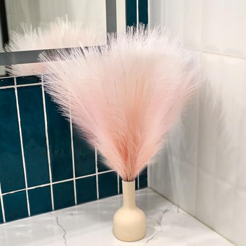 6 PCS Faux Pampas Grass Arrangement - 18"/45cm Artificial Fluffy Pompous Grass Stems for Boho Chic Home and Wedding Decor (Light Pink) - color: D3- Light Pink