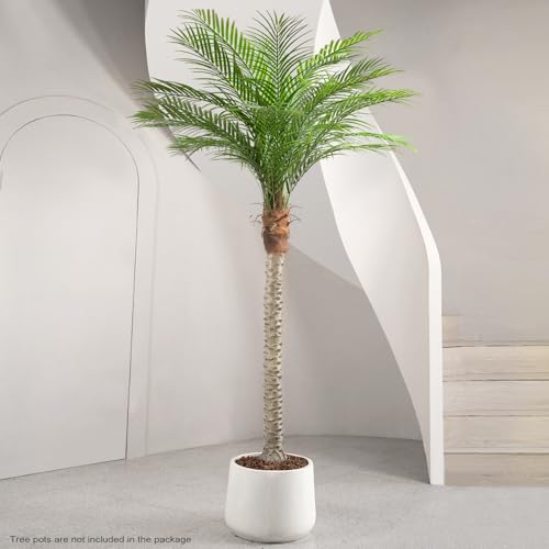 Artificial Phoenix Palm Tree 8ft Tall Outdoor Indoor Decor Fake Plants with 18 Adjustable Leaves, Large Faux Sago Palm Tree for Home Office Living Room Yard Outside Patio Poolside (2, 8ft) - size: 8ft
