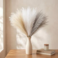 30Pcs Artificial Pampas Grass Decor - 21.7" Fluffy White Beige Grey Faux Flowers for Vase, No Shed Boho Room Decor, Wedding Table Centerpieces & Photography Props - size: White Grey Beige