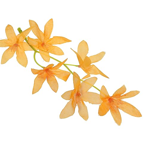 PATIKIL 7 Inch Artificial Orchid Flower, 24 Pcs Floating Candles Simulation Flower Cylinder Vase Fillers for Home Wedding Decoration, Orange - color: Orange