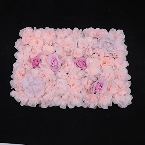 Gdrasuya10 4pcs Realistic Flower Wall Background Artificial Flowers Wall Backdrop Panel 3D Silk Rose Fake Flower Wall Panel Banquet Wedding Party Decor, Photography Background 60 x 40 cm - color: 4pcs, Rose + Light Pink