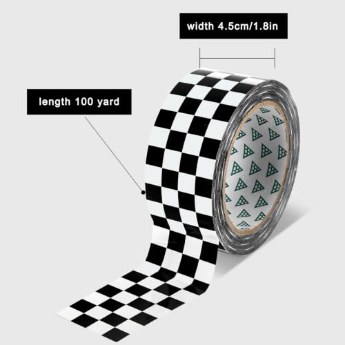 Whaline Checkered Flag Packing Tape 100 Yard Sticky Duct Gift Wrapping Tape Race Car Buffalo Plaid Waterproof Shipping Tapes for DIY Crafts Small Business Sealing Mail Boxes Supplies - style: Checkered Flag