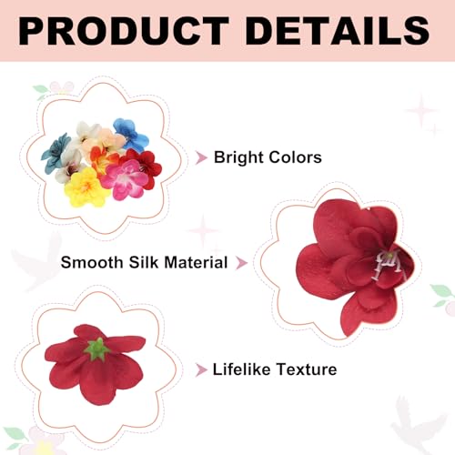uxcell 20 Pcs Artificial Cattleya Flower Heads, Fake Cattleya Heads Bulk Artificial Flowers for DIY Wedding Bouquets Centerpieces Party Home Decorations, Red - color: Red