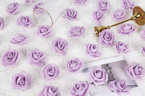 Foam Roses,200PCS Artificial Roses Heads 1.97in Fake Roses Foam Flowers for Craft DIY Wedding Party Home Decoration(Lilac) - color: Lilac