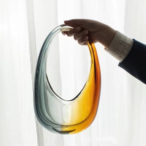 Crystal Vase, Modern Decorative Vase, Minimalist Floral Vase, Light Luxury Style for Home Decor, Centerpiece, Office, Pampas Grass, Dried Flowers, Flowers and Buds (B-Caramel) - color: B-caramel