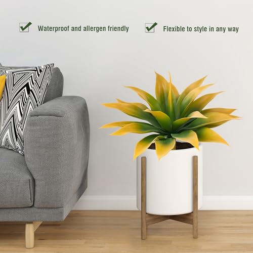 Ttranewsoo Artificial Agave Plants,Large UV Resistant Fake Agave Planters for Indoor and Outdoor Decorating Tropical Plant Succulents Greenery Indoor Decor (2Pack,18" Yellow) - color: Yellow Green