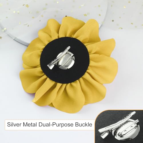 6.3” Large Flower Hair Clips for Women - Floral Hair Clip & Brooch for Dresses, Coats, Hats & Special Occasions | Brooches and Pins for Women - Decorative Wedding Gift Accessory - Gold - color: Gold