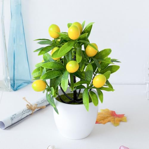Small Artificial Tree Faux Bonsai Plant with Pot 9.44X14.96X7.48In Decorative Fake Tree for Home Office Desk