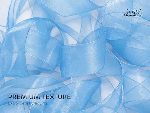 Light Blue Organza Ribbon 1 inch x 100 Yards Sheer Chiffon Ribbon for Gift Wrapping Wedding Invitations Party Decoration Bridal Bouquets Crafts - color: Light Blue, size: 1" X 100 Yards