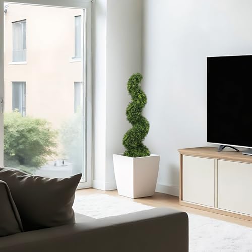 3ft Spiral Boxwood Topiary Trees Artificial Outdoor Set of 2 - UV Resistant Faux Plants for Outside Planters, 36" Fake Twisted Tree for Front Porch Decor - color: Boxwood Leaves, size: 3FT