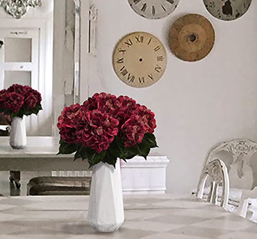 Silk Hydrangea Flowers - Long Stem Faux Hydrangea for Flower Arrangement, Home Decor, Wedding, Baby Shower - Red Silk Flowers - color: Red #3, size: 3PCS