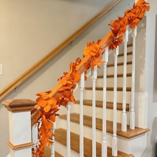 CQURE 12 Pack 84Ft Eucalyptus Garland,Artificial Eucalyptus Willow Leaves Table Greenery Garland Wreath Vines for Wedding Party Table Fireplace Bedroom Wall Room Decor - size: 84Ft-12Pack-Willow-Orange