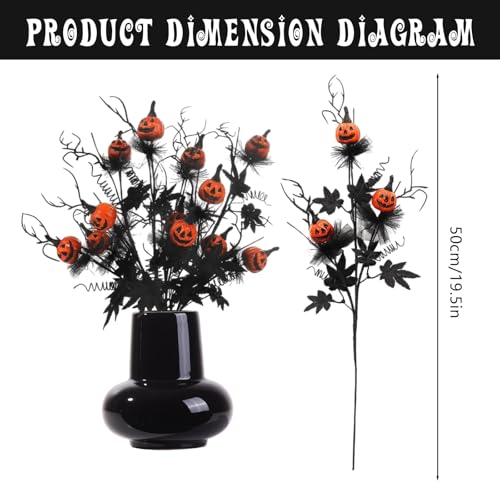 5 Pcs Halloween Decorations Indoor, 19.5 Inch Artificial Pumpkin Maple Leaf Floral Stems Halloween Branches Decoration for Home Party Arrangement Decor - color: A