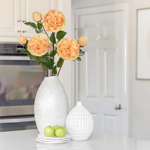 Real Touch Artificial Roses (Set of 3) – 23.6" Long Stem Yellow Garden Roses – Lifelike Faux Silk Flowers for Wedding Bouquets, Home Décor, Centerpieces & Floral Arrangements - color: Golden Yellow, size: 3 PCS