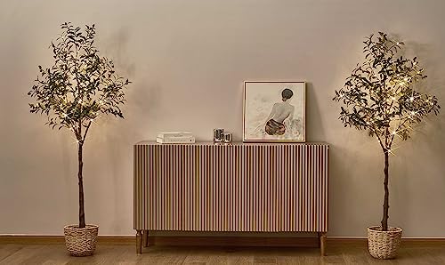 LITBLOOM Lighted Olive Tree 6FT 300 Fairy Lights with Timer and Dimmer, Artificial Tree with Lights for Office Home Room Decoration Indoor Outdoor - style: 6FT Olive