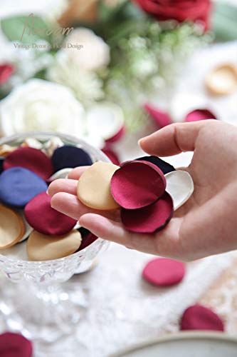 Floroom 300pcs Rose Petals Burgundy Navy Faux Silk Flower Petals for Wedding Flower Girl Basket Aisle Runner Scatter Dinner Table Centerpieces Party Confetti Bridal Shower Romantic Night Decoration - color: Noble Burgundy, size: 300pcs